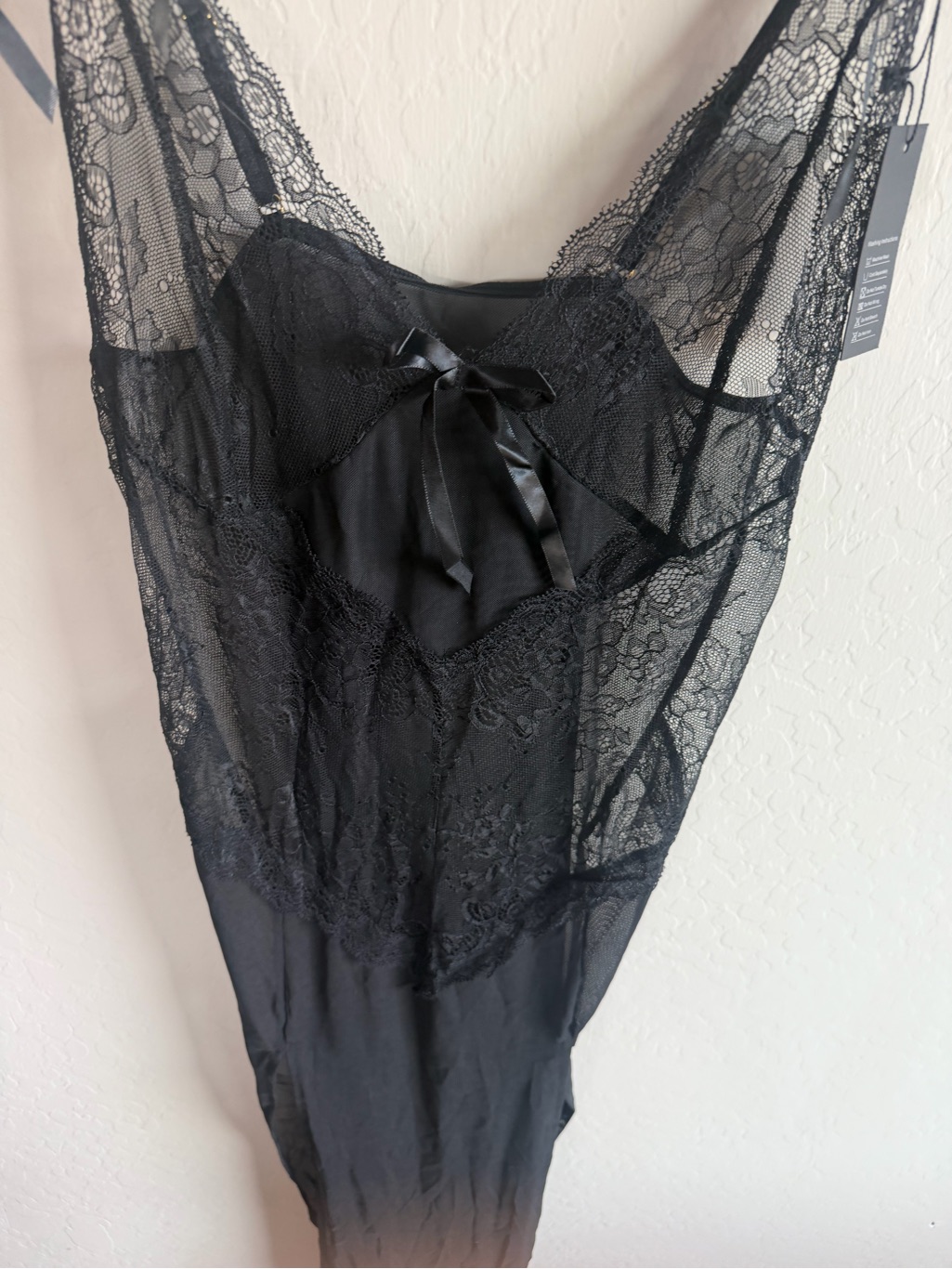 Romantic Black Lace Floral Sheer Slip Nightgown S Nwt Dark Cottagecore Gothic — image 5 of 6